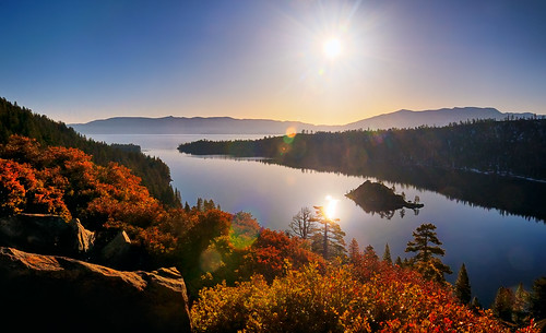 california ca light sun lake nature water landscape bay nikon bravo searchthebest tahoe vivid laketahoe flare rays burst hdr vikingsholm emeraldbay d300 fannetteisland specland abigfave impressedbeauty fakedvelvia qualitypixels