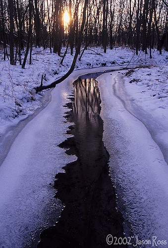 winter sunset usa sun snow cold reflection ice creek forest illinois stream rockford winnebagocounty espenscheid espenscheidforestpreserve wcfpd