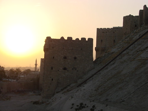 sunset fort citadel syria aleppo