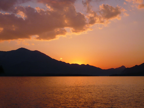 sunset mountain lake austria wolfgangsee strobl