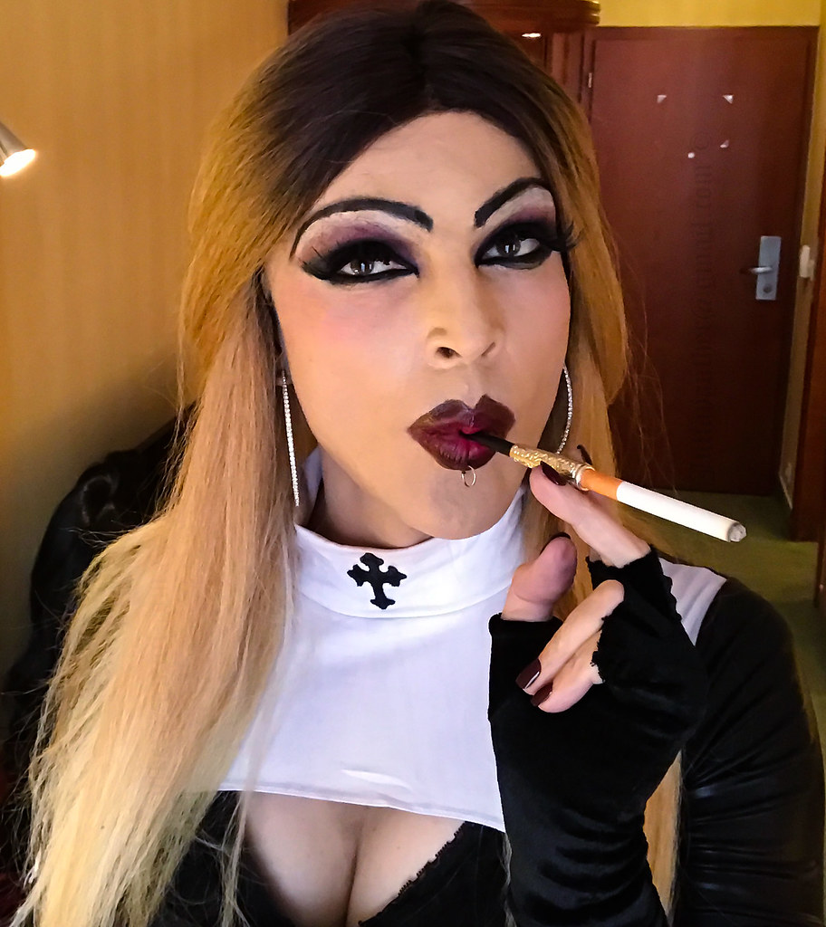 juliapanther: 	Smoking nun or vampires? selfie by Julia Panther Reblog if you find sexy ladies smoking erotic    