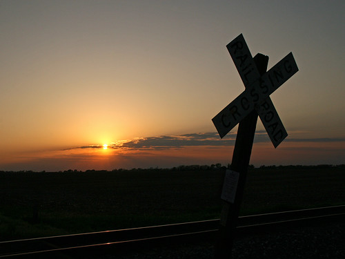 sunset silhouette railroadcrossing