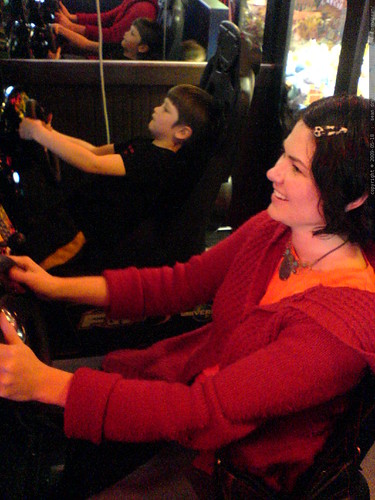 nick vs. rachel in some sort of pole position night driver arcade video game   DSC02893