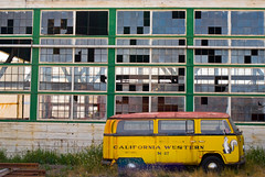Abandoned van next to  the train shed