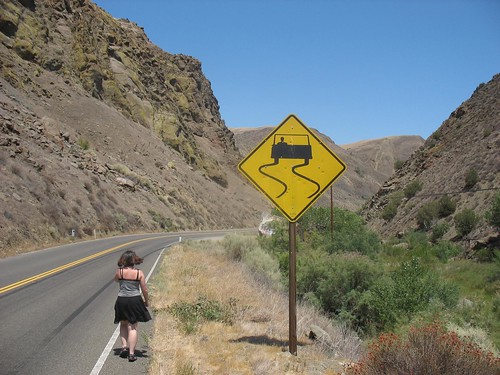 sign walking highway canyon slippery lynaestraw