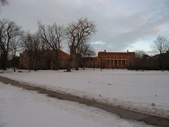 Looking back at Norlin Library from Norlin Quadrangle, University of Colorado