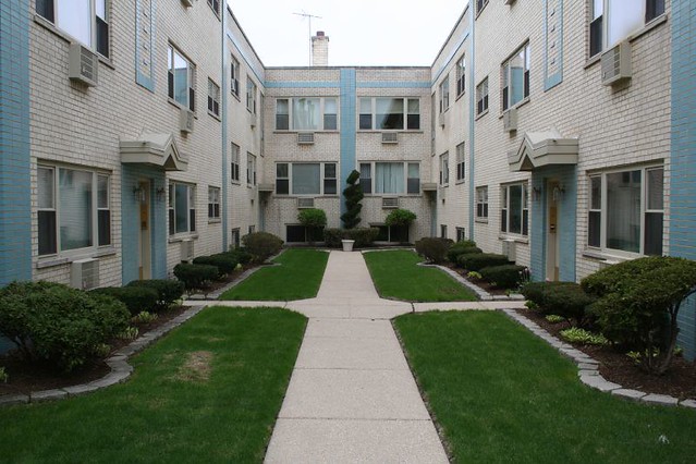 Cream & blue courtyard!