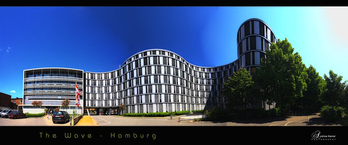 blue sky panorama architecture germany deutschland pano hamburg officebuilding architektur hamburghohenfelde hamburgerwelle