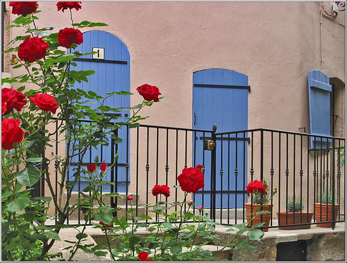 door blue red france window rose 1 peach number shutters railings lesarcs