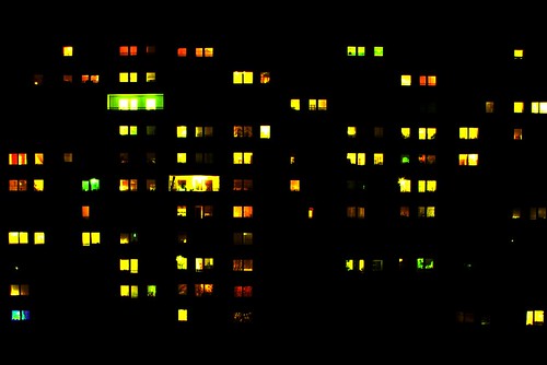 life city windows urban berlin architecture night lights colours view flat plattenbau