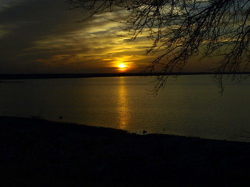 sunset lake reflection clouds texas olympus lakelavon e410