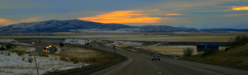 road sunset sky snow rural panoramic january2008