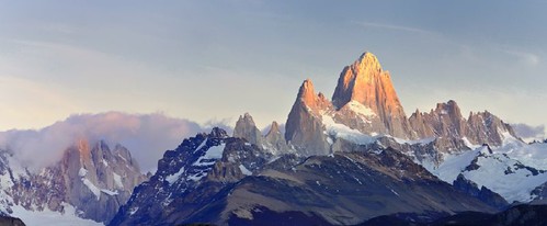 panorama patagonia mountain southamerica argentina sunrise landscape nationalpark fitzroy losglaciaresnationlpark