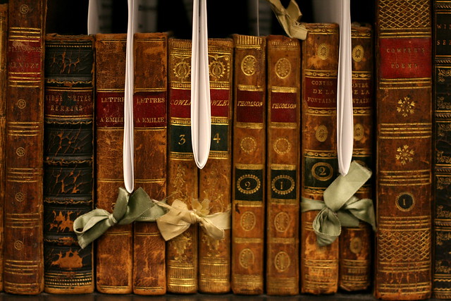 injured books and ribbons