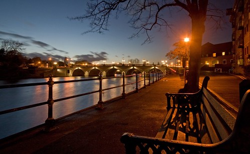 city bridge night river bench geotagged lights searchthebest south centre side quay parade severn worcestershire worcester quayside diamondclassphotographer geo:lat=52190935 geo:lon=2224672