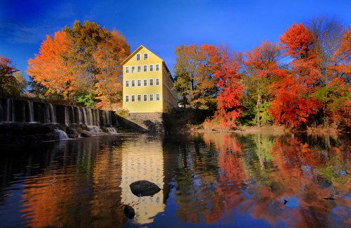 autumn fall colors newengland oldmill millriver changingleaves