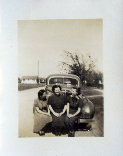 Three women and car