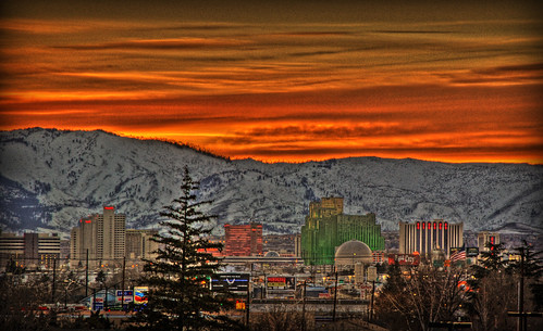 winter sunset orange snow mountains color see downtown view nevada it casino nv reno sparks hdr i anawesomeshot life~as