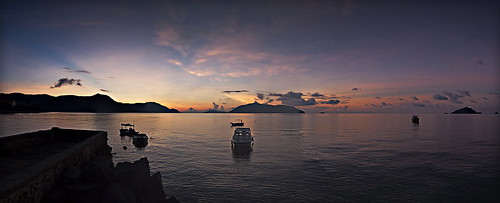 travel sea panorama beach sunrise landscape island fishing vietnam condao