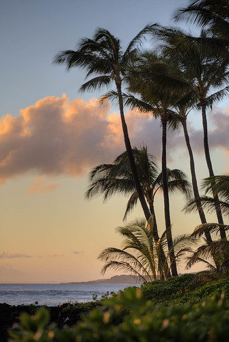 ocean sea usa cloud beach sunrise palm poipu hi hdr