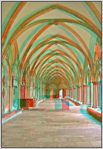 beautiful sign wow wonderful 3d amazing fantastic cathedral columns entrance arches anaglyph stereo salisbury cloister wiltshire brilliant mediaeval flagstones