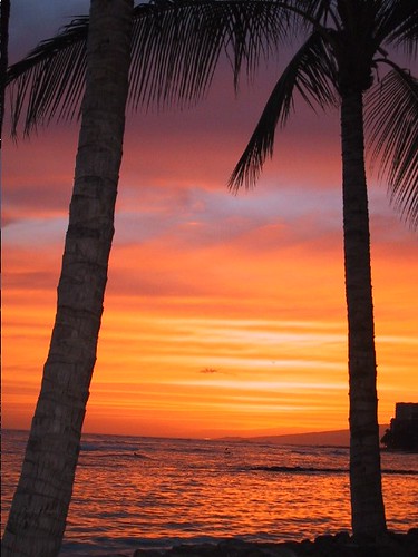 sunset hawaii waikiki oahu