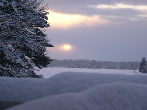 winter vacation snow ontario sunrise sparrowlake portstanton cottagesatportstanton