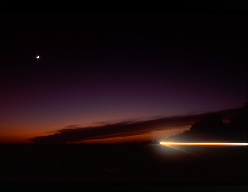 sunset moon car texas timeexposure scanned canoscan8400f colortransparency westcolumbia top20texas