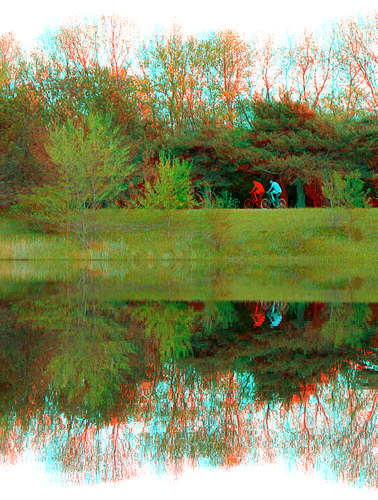 people lake reflection tree pool stereoscopic stereophoto 3d spring scenic anaglyph anaglyphs redcyan 3dimages 3dphoto 3dphotos 3dpictures stereopicture