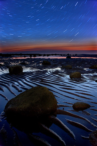 sunset water rocks astrophotography skiy