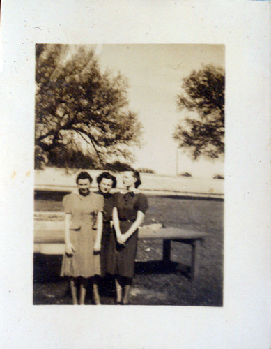 Three women in park