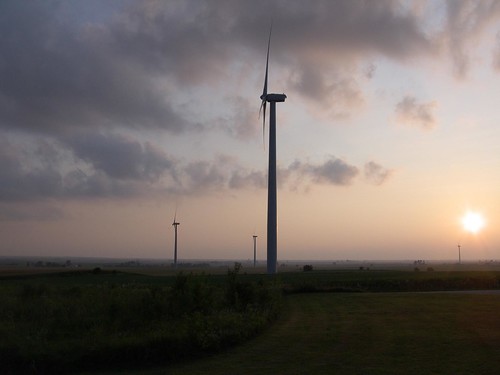 sunset windmill illinois scenery