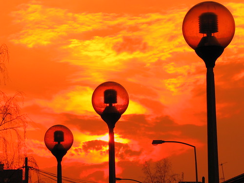 sunset red sky lamp dusk warsaw warszawa