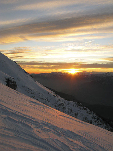 sunset italy snow mountains alps monte trentino cornetto ciaspole