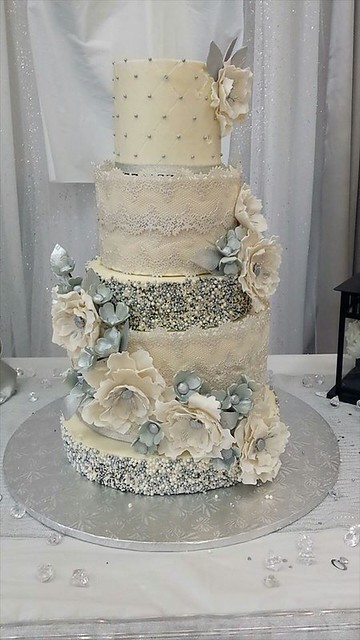 Silver Wedding Cake by Kayleen Kolmogoroff of Sugar Rush Cupcakes