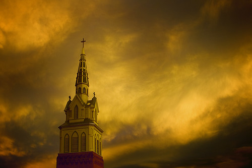 sunset orange cloud color church colorado cross denver steeple explore ballpark explore120307149