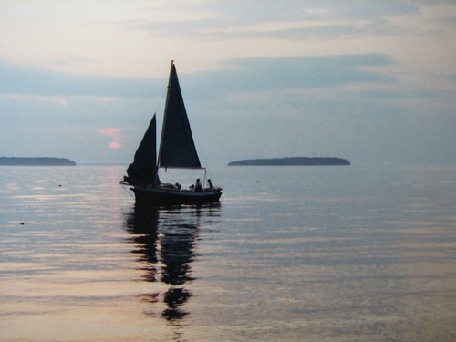 sunset lake water sailboat reflections greenbay sail ephraim doorcounty platinumphoto naturessilhouettes