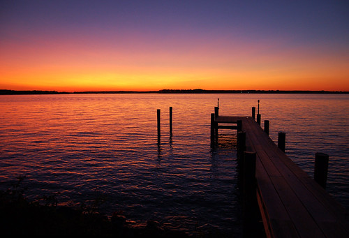 sunset water silhouette creek bay dock horizon maryland easternshore