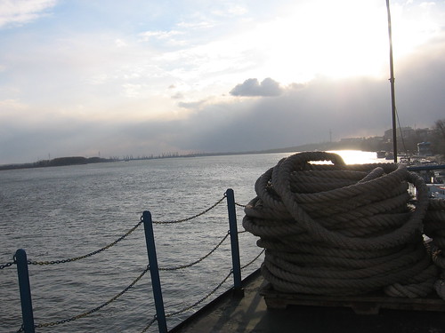 sunset water ship rope danube