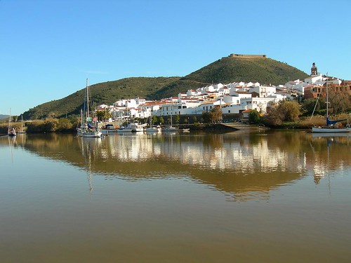 blue trees houses reflection portugal nature water rio reflections river boats town algarve february guadiana alcoutim riorio