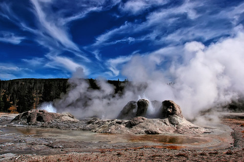park blue sky sun nature clouds landscape nationalpark nikon bravo d70 nps quality steam national yellowstonenationalpark grotto yellowstone wyoming geyser wy firstquality outstandingshots nothdr 25faves avision