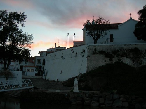 houses sunset tree portugal statue clouds buildings sjc algarve pontoon alcoutim