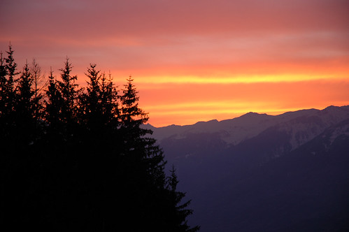 sunset sky snow france alps lesarcs