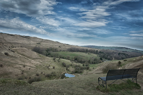 england clouds bench view bluesky gloucestershire hills cleevehill cleevecommon