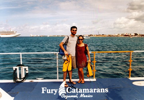 Boarding the Catamaran in Cozumel