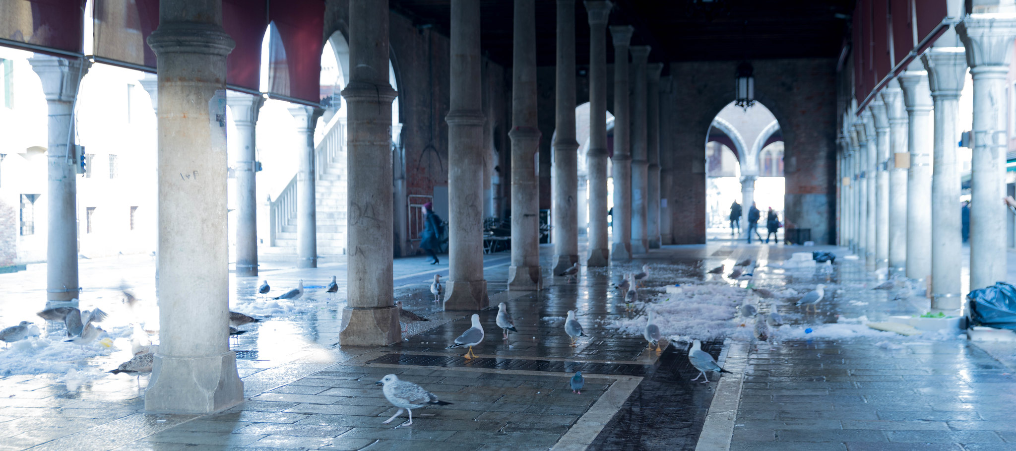 Fish market after the crowds have left. Venice italy