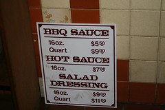 Price list for sauces