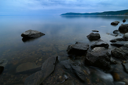 lake landscape russia dusk stones siberia 2009 baikal listvyanka watermirror nikond300 tokinaaf12244