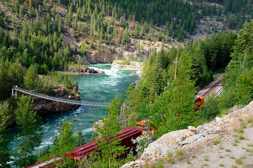 montana bridges trains rivers kootenai aplusphoto