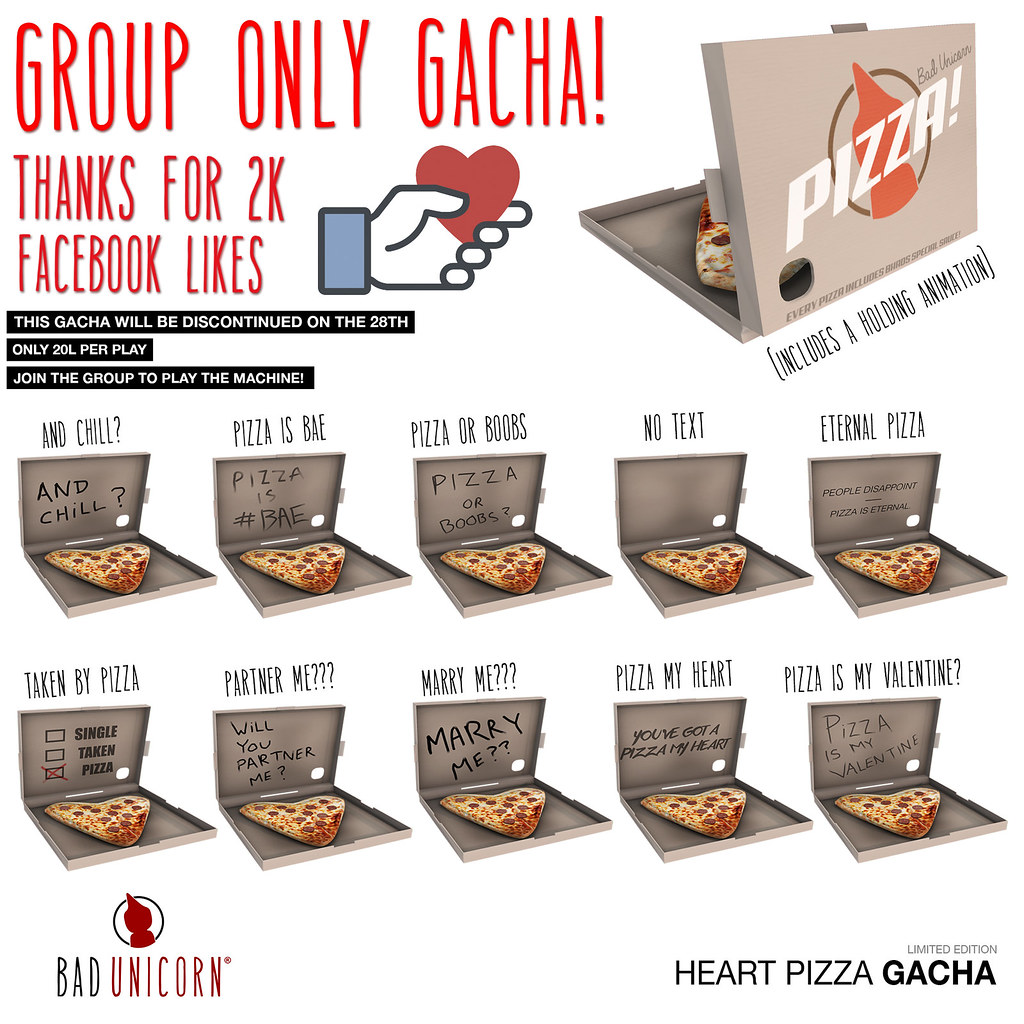 NEW! Heart Pizza Gacha @ Bad Unicorn Mainstore